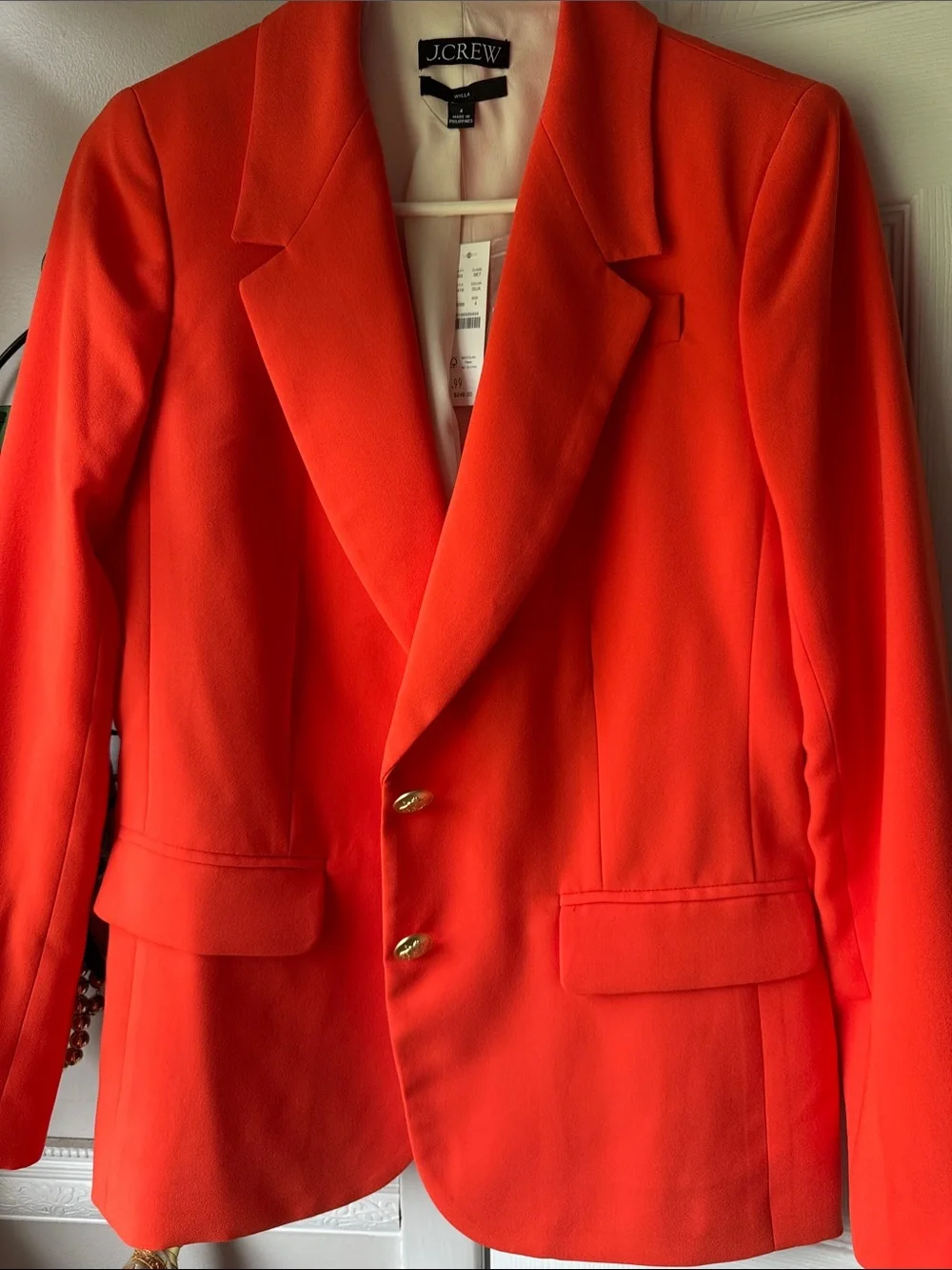 J. Crew Orange-Red Single-Breasted Blazer